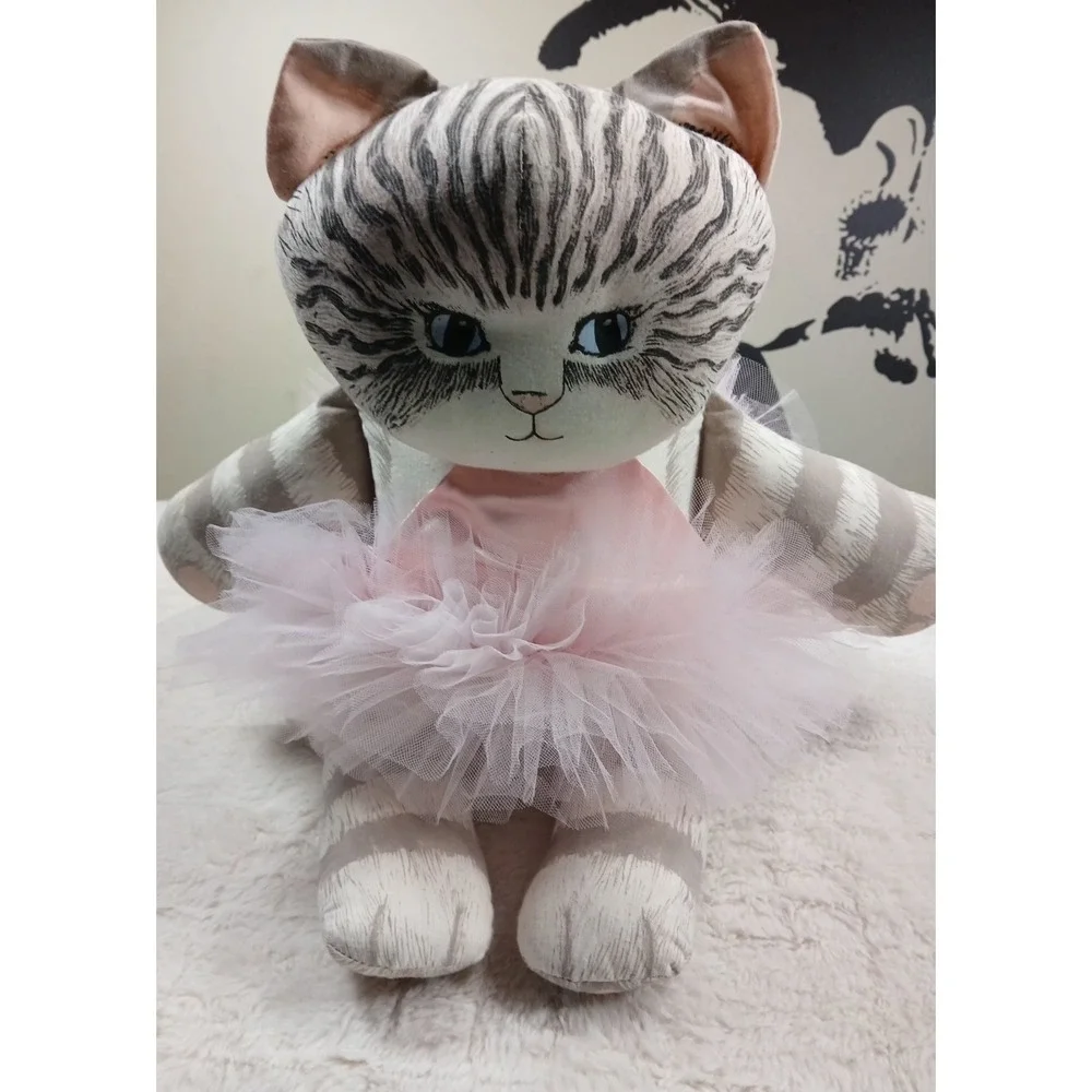 Vintage Fabric Ballerina Cat W/ Pink Tutu By Dustyn Schear Numbered Bottom‎